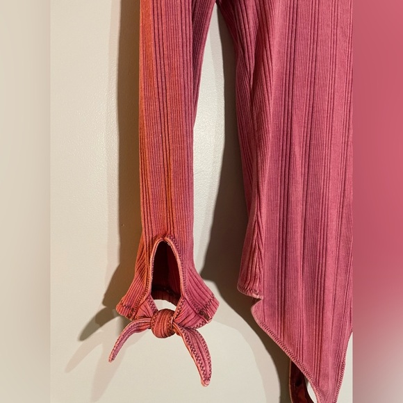 Free People Maroon Ribbed 3/4 Sleeves Bodysuit - Picture 2 of 5